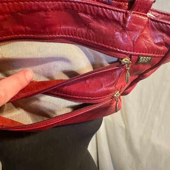 Vintage Red Leather handbag Sas - Picture 9 of 16